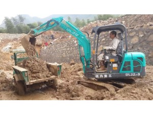 德力22挖掘機(jī)清理淤泥